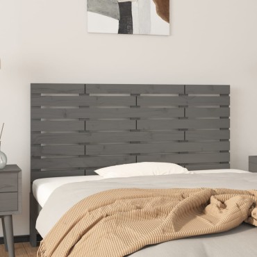 vidaXL Κεφαλάρι Τοίχου Γκρι 156x3x63cm από Μασίφ Ξύλο Πεύκου 1 τεμ.