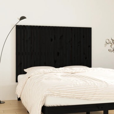 vidaXL Κεφαλάρι Τοίχου Μαύρο 159,5x3x110cm από Μασίφ Ξύλο Πεύκου 1 τεμ.