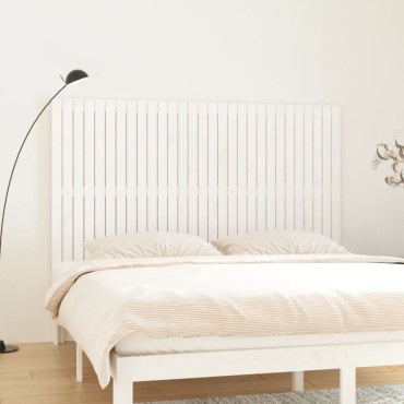 vidaXL Κεφαλάρι Τοίχου Λευκό 185x3x110cm από Μασίφ Ξύλο Πεύκου 1 τεμ.