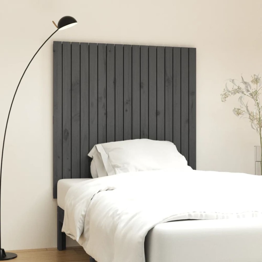 vidaXL Κεφαλάρι Τοίχου Γκρι 108x3x110cm από Μασίφ Ξύλο Πεύκου 1 τεμ.