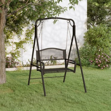 vidaXL Κουνιστό Παγκάκι Μαύρο από Ατσάλι 124x117x168cm 1 τεμ.