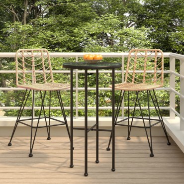 vidaXL Σκαμπό Μπαρ 2 τεμ. 45x56x103cm Ρατάν Πολυαιθυλενίου & Χάλυβας