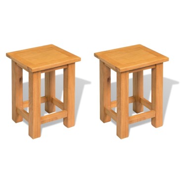 vidaXL Τραπέζια Βοηθητικά 2 τεμ. 27x24x37cm από Μασίφ Ξύλο Δρυός