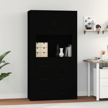 vidaXL Ντουλάπι Μαύρο από Επεξεργασμένο Ξύλο 80x33x70cm 1 τεμ.
