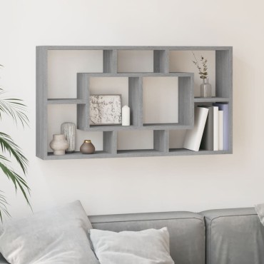 vidaXL Ραφιέρα Τοίχου 8 Τμημάτων Γκρι Sonoma 85x16x47,5cm 1 τεμ.
