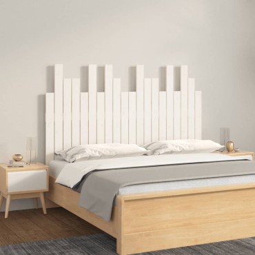 vidaXL Κεφαλάρι Τοίχου Λευκό 127,5x3x80cm από Μασίφ Ξύλο Πεύκου 1 τεμ.