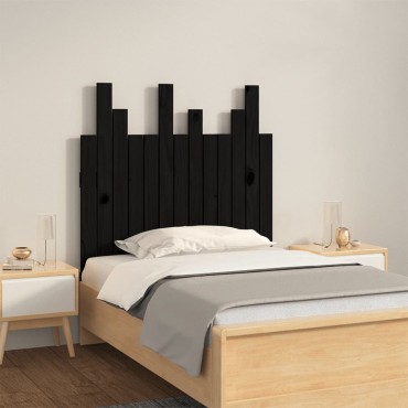 vidaXL Κεφαλάρι Τοίχου Μαύρο 82,5x3x80cm από Μασίφ Ξύλο Πεύκου 1 τεμ.