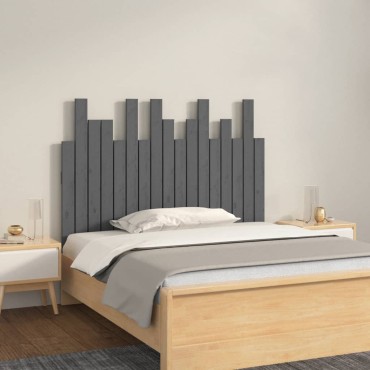 vidaXL Κεφαλάρι Τοίχου Γκρι 108x3x80cm από Μασίφ Ξύλο Πεύκου 1 τεμ.