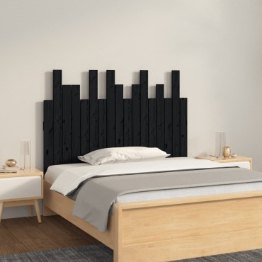 vidaXL Κεφαλάρι Τοίχου Μαύρο 108x3x80cm από Μασίφ Ξύλο Πεύκου 1 τεμ.
