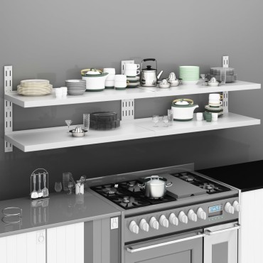 vidaXL Ράφια Τοίχου 2 Επιπέδων 2 τεμ. 200x30cm Ανοξείδωτο Ατσάλι