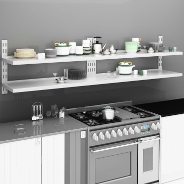 vidaXL Ράφια Τοίχου 2 Επιπέδων 2 τεμ. 240x30cm Ανοξείδωτο Ατσάλι