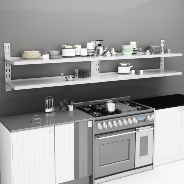 vidaXL Ράφια Τοίχου 2 Επιπέδων 2 τεμ. 300x30cm Ανοξείδωτο Ατσάλι