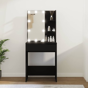 vidaXL Μπουντουάρ με LED Μαύρο 60x40x140cm