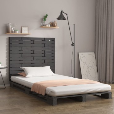 vidaXL Κεφαλάρι Τοίχου Γκρι 81x3x91,5cm από Μασίφ Ξύλο Πεύκου 1 τεμ.