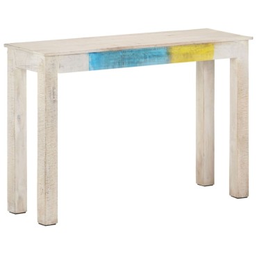 vidaXL Τραπέζι Κονσόλα Λευκό 115x35x77cm από Ακατέργαστο Ξύλο Μάνγκο 1 τεμ.
