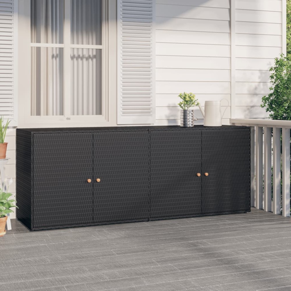 vidaXL Ντουλάπι Αποθήκευσης Κήπου Μαύρο 198x55,5x80cm Συνθετικό Ρατάν 1 τεμ.