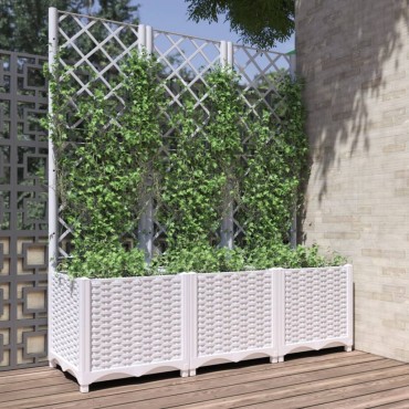 vidaXL Ζαρντινιέρα Κήπου με Καφασωτό Λευκή 120x40x136 εκ. Πολυπροπ.