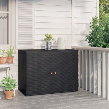 vidaXL Ντουλάπι Αποθήκευσης Κήπου Μαύρο 100x55,5x80cm Συνθετικό Ρατάν 1 τεμ.