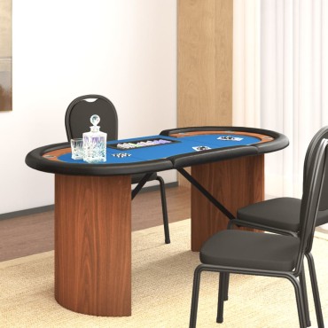 vidaXL Τραπέζι Πόκερ για 10 Παίκτες Δίσκος για Μάρκες Μπλε 160x80x75εκ 1 τεμ.