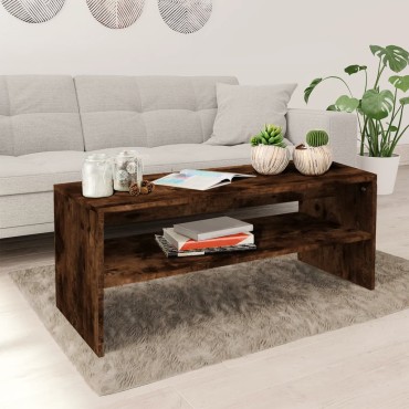 vidaXL Τραπεζάκι Σαλονιού Καπνιστή Δρυς 100x40x40cm Επεξεργ. Ξύλο 1 τεμ.