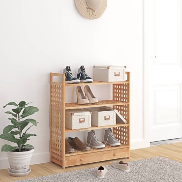 vidaXL Παπουτσοθήκη με Συρτάρι 70x27x81cm Μασίφ Ξύλο Καρυδιάς