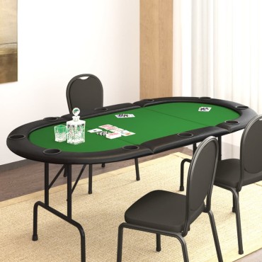 vidaXL Τραπέζι Πόκερ Πτυσσόμενο για 10 Παίκτες Πράσινο 206x106x75cm 1 τεμ.