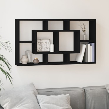 vidaXL Ραφιέρα Τοίχου 8 Τμημάτων Μαύρη 85x16x47,5cm 1 τεμ.