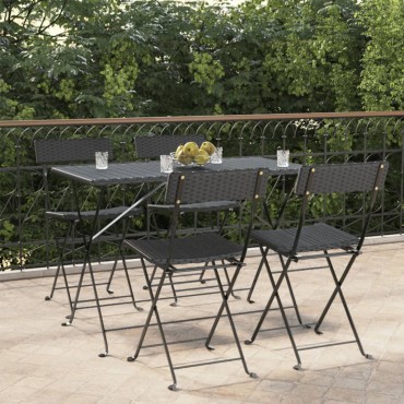 vidaXL Καρέκλες Bistro Πτυσσόμενες 4 τεμ. Μαύρο Συνθετικό Ρατάν&Ατσάλι 40x28cm