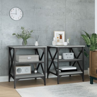 vidaXL Βοηθητικά Τραπέζια 2 τεμ. Γκρι Sonoma 40x42x50cm Επεξ. Ξύλο