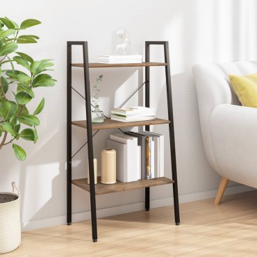 vidaXL Ραφιέρα 3 Επιπέδων Σκούρο Καφέ & Μαύρο 56x35x108cm 1 τεμ.