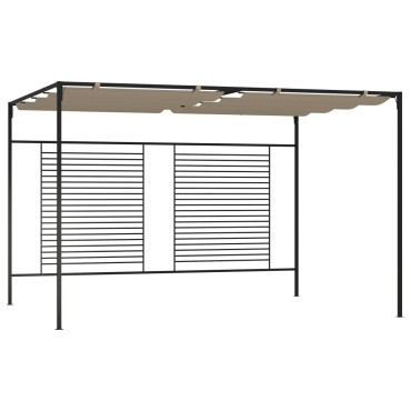 vidaXL Κιόσκι Γκρι / Μπεζ 3 x 4 x 2,3 εκ. 180 γρ./μ² με Συρόμενη Οροφή