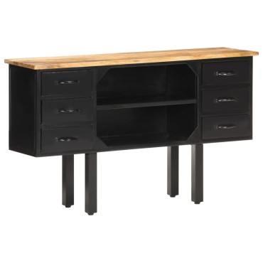 vidaXL Μπουφές 110x30x65cm Μασίφ Ακατέργαστο Ξύλο Μάνγκο και Ατσάλι 1 τεμ.