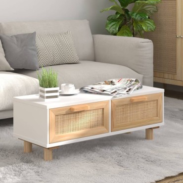 vidaXL Τραπεζάκι Σαλονιού Λευκό 80x40x30cm Επεξ. Ξύλο & Μασίφ Πεύκο 1 τεμ.