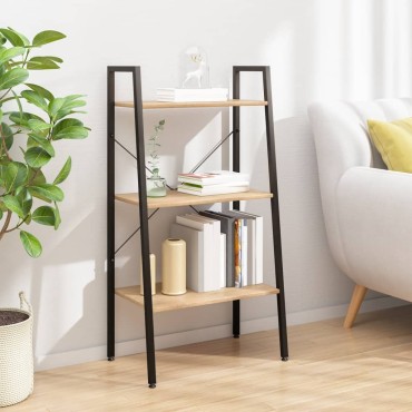 vidaXL Ραφιέρα 3 Επιπέδων Ανοιχτό Καφέ & Μαύρο 56x35x108cm 1 τεμ.