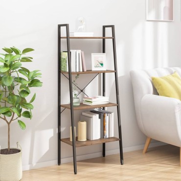 vidaXL Ραφιέρα 4 Επιπέδων Σκούρο Καφέ & Μαύρο 56x35x140cm 1 τεμ.
