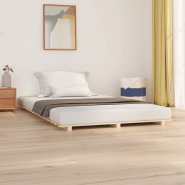 vidaXL Πλαίσιο Κρεβατιού 140x190cm από Μασίφ Ξύλο Πεύκου 1 τεμ. - Μονό