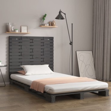vidaXL Κεφαλάρι Τοίχου Γκρι 106x3x91,5cm από Μασίφ Ξύλο Πεύκου 1 τεμ.