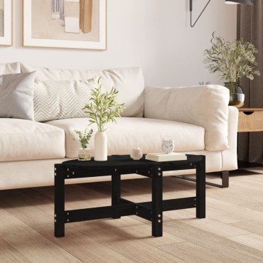 vidaXL Τραπεζάκι Σαλονιού Μαύρο 87x48x35cm από Μασίφ Ξύλο Πεύκου 1 τεμ.