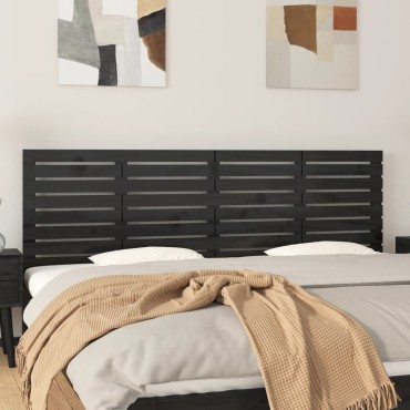 vidaXL Κεφαλάρι Τοίχου Μαύρο 166x3x63cm από Μασίφ Ξύλο Πεύκου 1 τεμ.