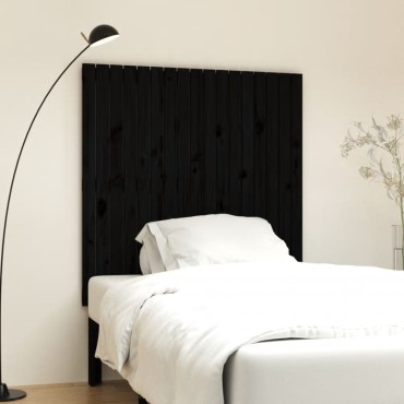 vidaXL Κεφαλάρι Τοίχου Μαύρο 108x3x110cm από Μασίφ Ξύλο Πεύκου 1 τεμ.