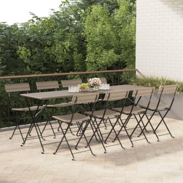 vidaXL Καρέκλες Bistro Πτυσσόμενες 8 τεμ. Γκρι Συνθετικό Ρατάν & Ατσάλι 40x28cm