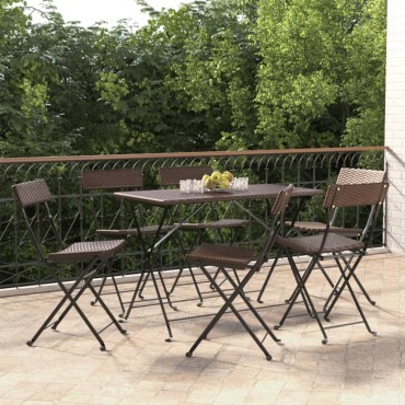 vidaXL Καρέκλες Bistro Πτυσσόμενες 6 τεμ. Καφέ Συνθετικό Ρατάν&Ατσάλι 40x28cm