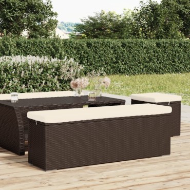 vidaXL Σκαμπό με Μαξιλάρι Καφέ 110x30x40cm από Συνθετικό Ρατάν