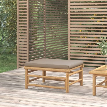 vidaXL Υποπόδιο Κήπου από Μπαμπού με Taupe Μαξιλάρι 55x65cm 1 τεμ. Γωνιακός
