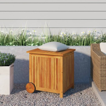 vidaXL Μπαούλο Αποθήκευσης Κήπου με Ρόδες 60x50x58cm Μασίφ Ακακία 1 τεμ.