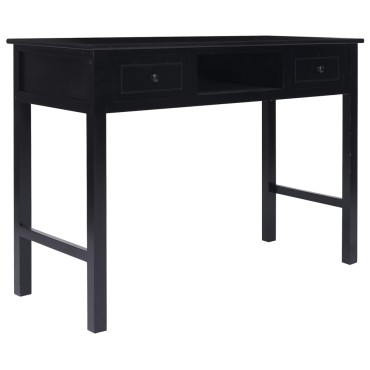 vidaXL Γραφείο Μαύρο 108x45x76cm από Μασίφ Ξύλο Παυλώνιας 1 τεμ.