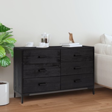 vidaXL Ντουλάπι Μαύρο 110x35x70cm από Μασίφ Ξύλο Πεύκου 1 τεμ.