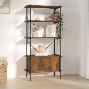 vidaXL Ραφιέρα 5 Επιπέδων με Ντουλάπι 80x40x163cm Ατσάλι/Επεξ. Ξύλο 1 τεμ.