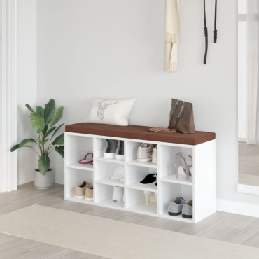 vidaXL Παπουτσοθήκη Γυαλιστερό Λευκό 70x36x60cm Επεξεργασμένο Ξύλο 1 τεμ.