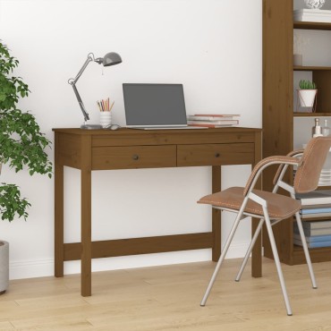 vidaXL Γραφείο με Συρτάρια Καφέ Μελί 100x50x78cm Μασίφ Ξύλο Πεύκου 1 τεμ.